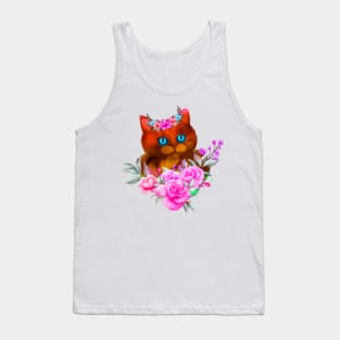 cat among the flowers Tank Top